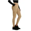 Women's high-waisted cargo leggings with pockets, slim fit sporty yoga pants for activewear. - S / Khaki