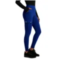 High waist royal blue cargo yoga leggings with pockets and buttons for women activewear. - S / Blue