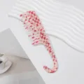 Pink checkered wide-tooth hair comb with hook handle, portable anti-static styling tool - Red Checkered