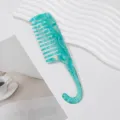 Wide tooth hook hair comb with green marble pattern anti static portable styling comb for women - Teal
