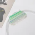 Minimalist striped hair comb with cute cat ear design, portable retro hair styling tool for daily use. - Green Striped