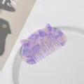Purple marble pattern resin hair comb with cute cat ear design, portable styling tool. - Light Purple