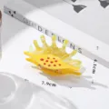 Yellow acetate hair claw clip with cute red dots, stylish crown design for elegant updos. - Swan Style (QY0109) / Yellow