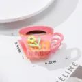 Pink coffee cup hair claw clip cute flower acrylic shark clip for women daily styling accessories - Coffee Cup Style (QY0121) / Hot Pink
