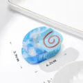 Blue acetate hair claw clip with stylish spiral design, perfect for elegant half up hairstyles and ponytails. - Oval Spiral Style (QY0122) / Lake Blue