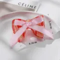 Pink acetate hair claw clip with bow ribbon, stylish korean fashion hair accessory for women. - Bowknot Style (QY0131) / Red