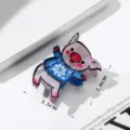 Cute cartoon pig acetate hair claw clip, stylish blue sweater design, secure hold hair accessory. - Pig Style (QY0153) / Blue