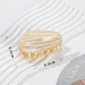 Beige acetate hair claw clip with stylish striped design for women daily hair styling. - Striped Swan Style (QY0156) / Approx. 8.5x4.0cm / Off White