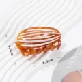 Acetate hair claw clip for women, elegant brown white striped shark clip, 8.5cm hairpin. - Striped Swan Style (QY0156) / Approx. 8.5x4.0cm / Orange Red