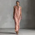 Casual loose sleeveless single-breasted hooded long dress fashion women wear variant - XS / Dusty Pink