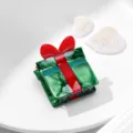 Acetat Haarklammer mit Weihnachtsgeschenkbox Design, stilvolles Haaraccessoire Damen. - Grün