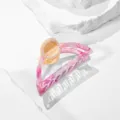 Rosa marmorierte Acetat Haarklammer mit Perlenbesatz, elegante geometrische Haarklammer. - Perlgelb