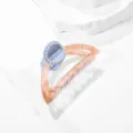 Acetat Haarklammer, Bernstein und Blau Design mit Perlen, stilvolles Haaraccessoire für Damen. - Perlblau
