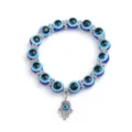 Turkish Blue Evil Eye Hamsa Hand Beaded Bracelet Lucky Protection Jewelry for Women - Evil Eye Style (B0003) / 10mm / Blue