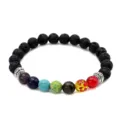 Chakra lava stone beaded bracelet multicolored natural stone healing stretch jewelry for women - 7 Chakra Lava Stone Style 1 (B0272)