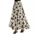 Women's floral print maxi skirt high waist long boho casual bohemian beach skirt new - S / Leaf Flower