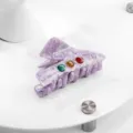 Lila Acetat Haarklammer mit bunten glitzernden Steinen stilvolle geometrische Haarklammern - Hellviolett