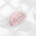 Elegante rosa marmorierte Haarklammer mit drei Perlen, schicker Acetat Haarschmuck für Damen. - Hellviolett