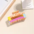 Bunte geometrische Acetat Haarklammer, modische rechteckige Haarkralle für elegantes Styling. - Aprikosenrosa