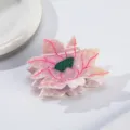 Elegante molletta per capelli in acetato a forma di loto per donna, accessorio chic. - Stile Fiore di Loto (QY0060) / bianco-rosa