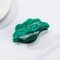 Molla per capelli a foglia di lotus verde, elegante accessorio in acetato donna. - Stile Foglia di Loto 2 (QY0060) / Verde brillante