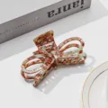 Elegante Acetat Schleife Haarklammer mit Schildpattmuster, große Größe für Damenstyling. - Großer Schleifenstil (QY0005) / Kaffeebraun