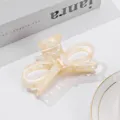 Elegante Acetat Haarklammer mit Schleife, beige Marmoroptik, große Haarklammer für Damen. - Großer Schleifenstil (QY0005) / Beige