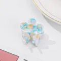 Kleine Acryl Blumen Haarklammer, süße marmorierte Haarschmuck für süßes tägliches Styling. - Hellblau geblümt