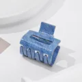 Blaues Haarklammer mit Jeansmuster, modische Y2K Acetat Haarklammer fuertaegliches Haarstyling - Quadratische Klammer / Denim-Blau