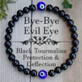 Minimalist Black Beaded Bracelet With Evil Eye Tourmaline Elastic Jewelry Variant Style - Black Evil Eye Style 1 - Without Card