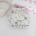 Bonita bolsa con cordón de flores y osito, diseño con volantes para almacenamiento diario útil. - Oso floral morado