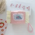 Bonita bolsa de almacenamiento en forma de caramelo con lunares y volantes, necesir. - Rosa con lunares blancos
