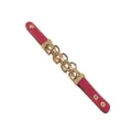 Punk-Stil Armband aus rotem Leder mit klobiger goldfarbener Metallkette und Druckknöpfen - Punk-Stil Ketten-Design / Fuchsia