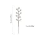 Tallo de bayas blancas escarchadas artificiales para Navidad, 21,5 cm largo - Bayas Blancas de 12 Cabezas con Nieve (Con Tallo) / Blanco
