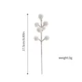 Tallo de bayas blancas artificiales decorativas para arreglos florales de Navidad y hogar - Bayas Blancas de 7 Cabezas con Nieve (Con Tallo) / Blanco