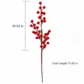 Künstlicher Stechpalmenzweig mit roten Beeren für Weihnachts- und Neujahrsdekoration - 3-Gabel Glücksbeeren / Rot