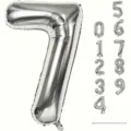 Silberne Folienballon-Zahl 7 mit 0-9 Mini-Ballon-Set für Geburtstagsfeiern Dekor - Silber Nummer 7