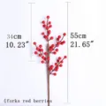 Künstliche rote Stechpalmenbeeren mit 4 Gabeln, 55 cm lang für Weihnachts- und Neujahrsdeko - 4-Gabel Glücksbeeren / Rot