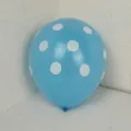 Light blue inflated latex balloon with white polka dots for birthday party decorations - Blue with White Polka Dot Print Style