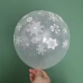 Premium transparent latex balloon featuring white snowflake pattern for winter decor - Transparent Snowflake Print Style / Clear