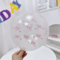 Transparent latex balloon with pink bow prints for birthday party decor - Transparent Pink Bowknot Print Style / Clear