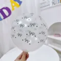 Transparent latex balloon with black bow-tie and heart patterns for party decoration - Transparent Black Bowknot Print Style / Clear