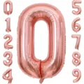 Glänzende roségoldene 40 Zoll Folienballons Zahlen 0-9 für Geburtstag Party Dekoration - Roségold Nummer 0