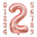 Großer roségoldener Folienballon Nummer 2 mit 0-9 Set für Geburtstagsdekorationen - Roségold Nummer 2