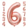 Großer 40-Zoll roségoldener Metallic-Folienballon Nummer 6 für Geburtstagsdeko - Roségold Nummer 6