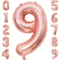 Folienballons Zahlen 0-9 Roségold für Geburtstagsdeko Set - Roségold Nummer 9
