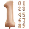 Nude beige Creme Nummer Folienballons Set 0-9 für Geburtstagsparty Deko - Karamell Nummer 1