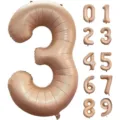 Große 40 Zoll creme beige Folienballons Zahlen 0-9 für Geburtstag Party Deko SKU - Karamell Nummer 3