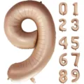 Großer 40 Zoll Roségold Cremefarbener Folienballon Nummer 9 für Geburtstagsdekorationen - Karamell Nummer 9