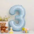 40 Zoll hellblauer Zahlenballon 3 aus Folie für Baby-Geburtstagsfeiern Dekoration - Zahl 3 / 40 Zoll / Babyblau